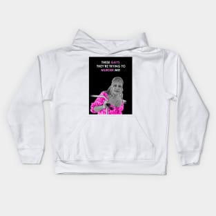 Jennifer Coolidge these gays are trying to murder me (pink version) Kids Hoodie